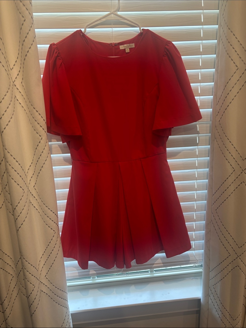 Flying Tomato Red Flutter-Sleeve Fit-and-Flare Dress